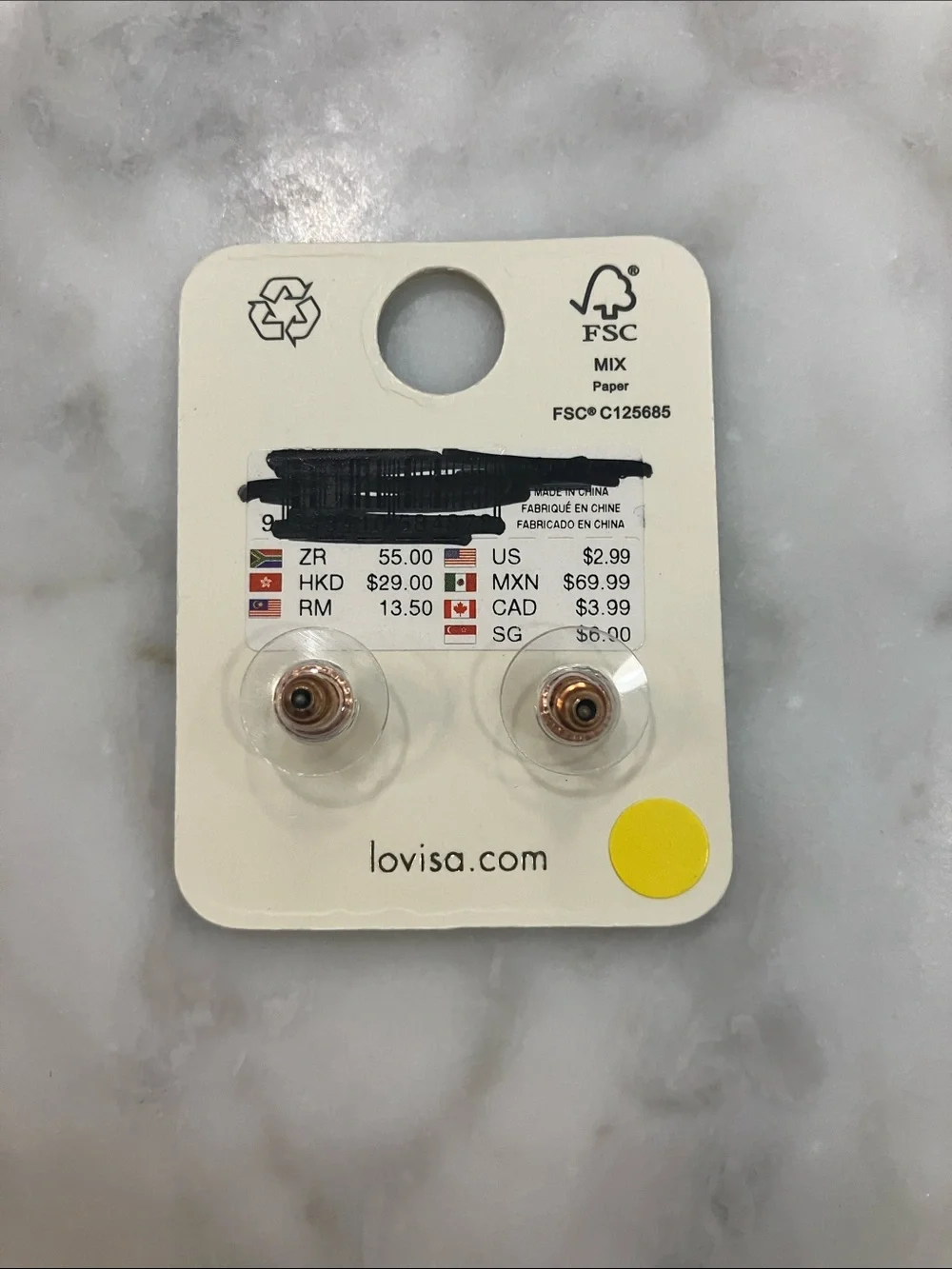 Lovisa Stud Earring pair- White, Gold & Red- set of 3 pairs